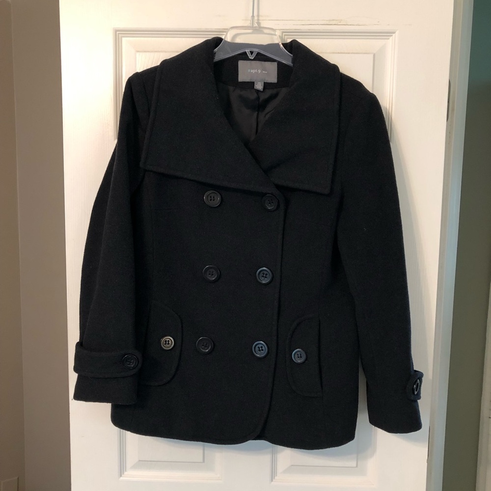 Apt. 9 Charcoal Wool Blend Wide Collar Coat XL